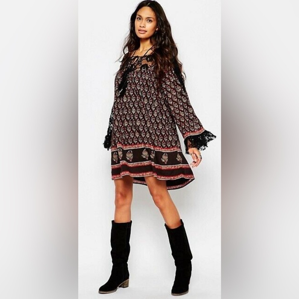 Free People Nomad Child Dress in Black Comb